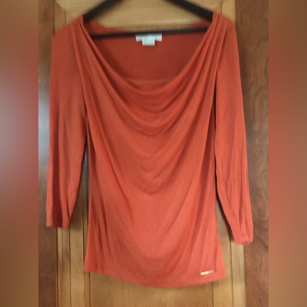 Michael Kors jersey knit top  3/4” sleeves burnt orange color size s/p